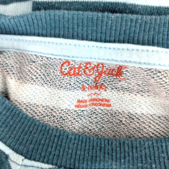 Cat & Jack Girls Teal Striped Sweater With Silver Stars Cotton Sizes 6x - Picture 5 of 5